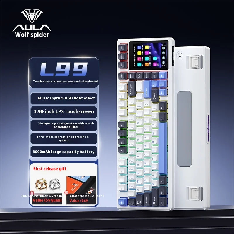 Wireless Mechanical Keyboard with Touch Display and RGB Lighting