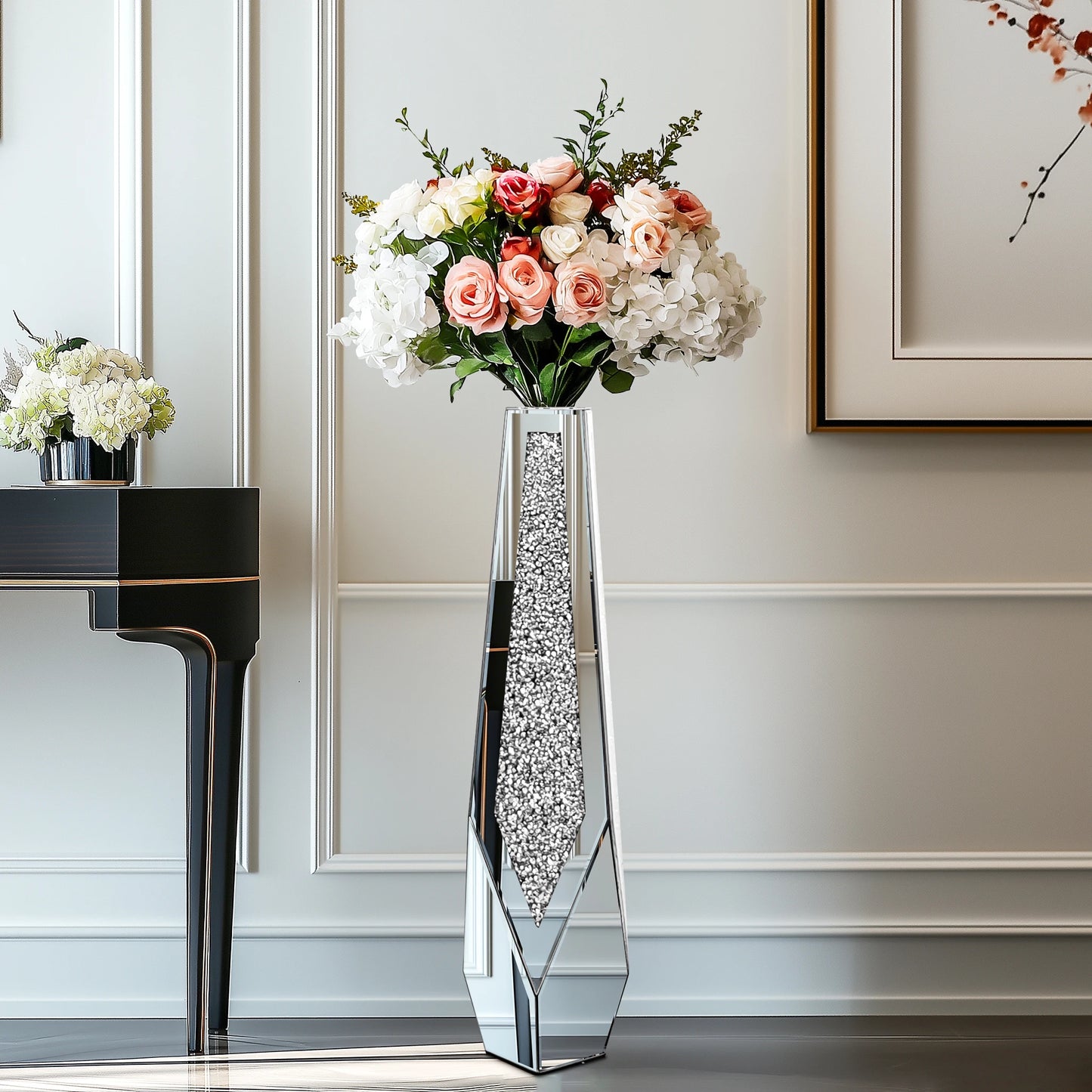 23x85.5cm Tall Floor Vase Crushed Diamond Glass Decor
