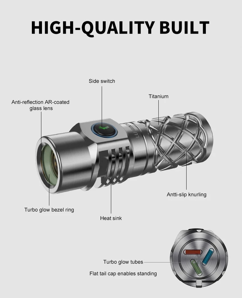 Portable 250LM LEP Flashlight 700m Beam USB-C Rechargeable