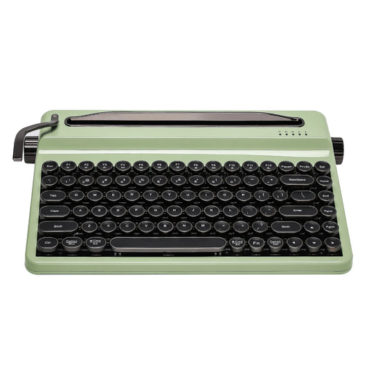 Green Wireless Typewriter Keyboard with RGB Backlight Tactile Switches