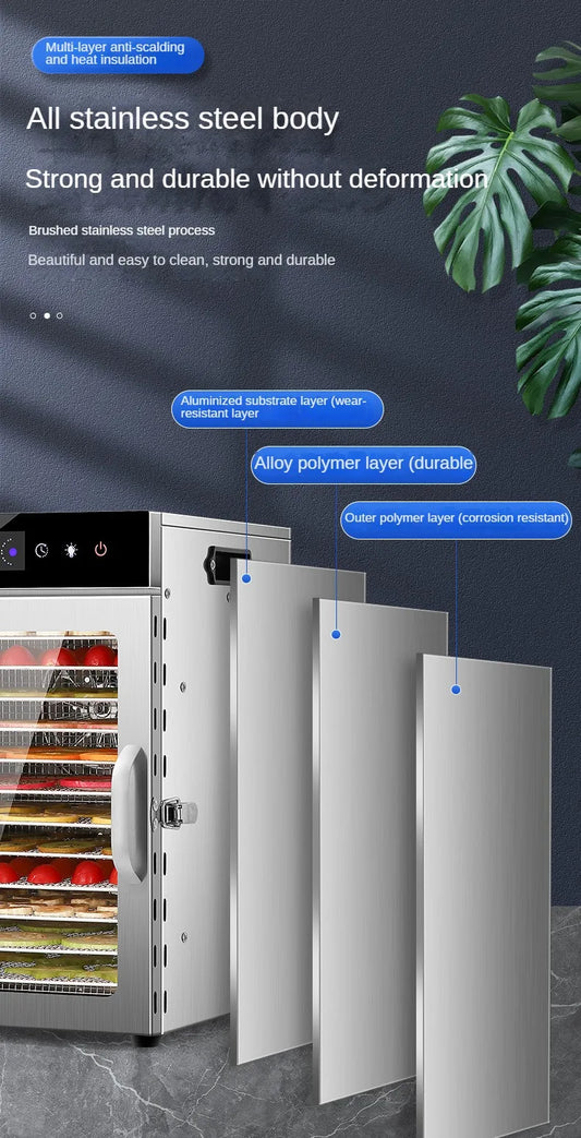 8-Layer Food Dehydrator 220V Smart Fruit Meat Dryer