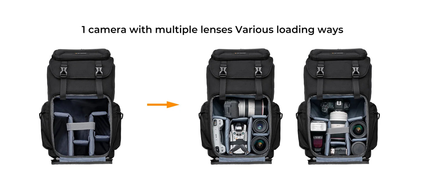 Portable 25L Photography Backpack with Padded Storage