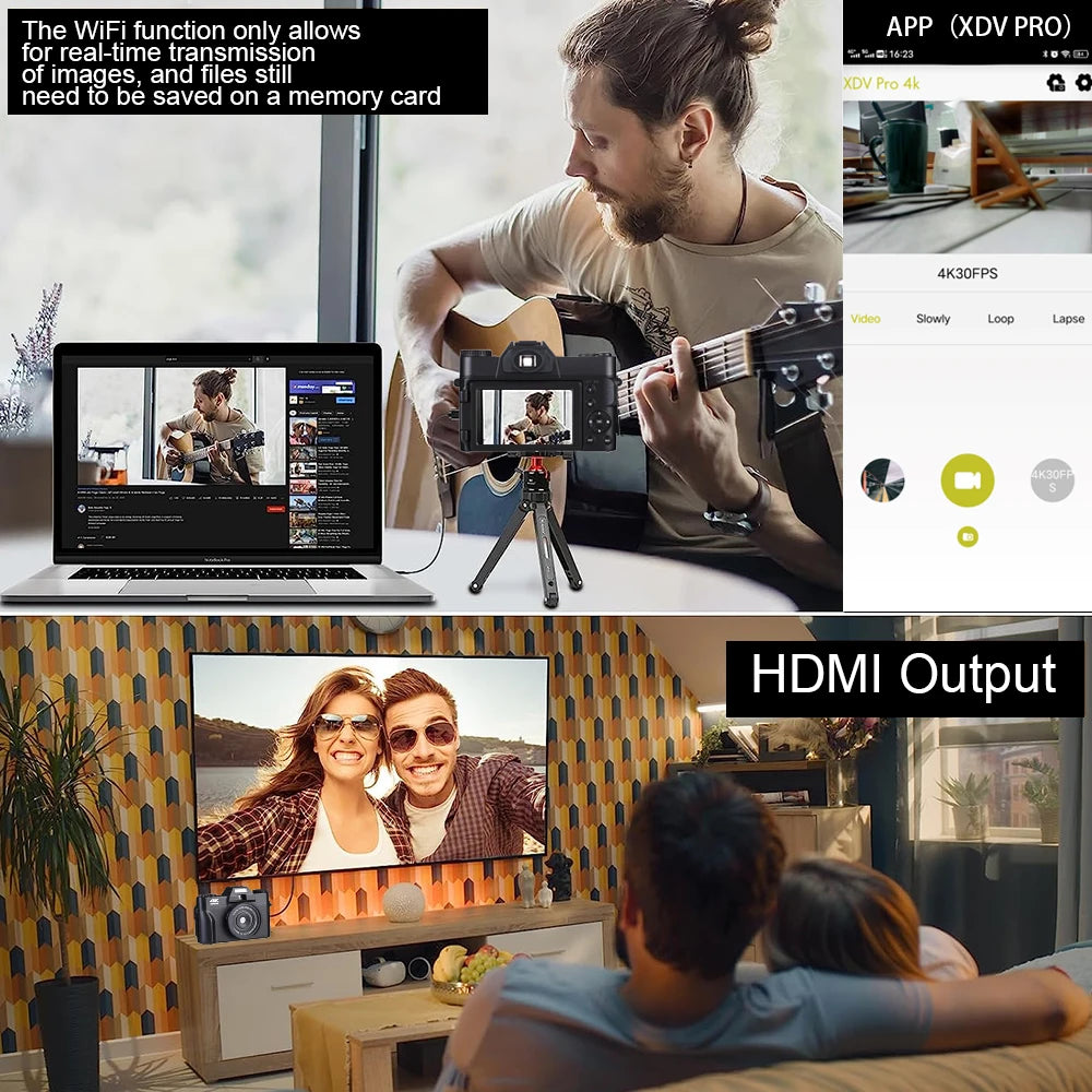 Portable 4K Vlogging Camera with 48MP Sensor & Digital Zoom