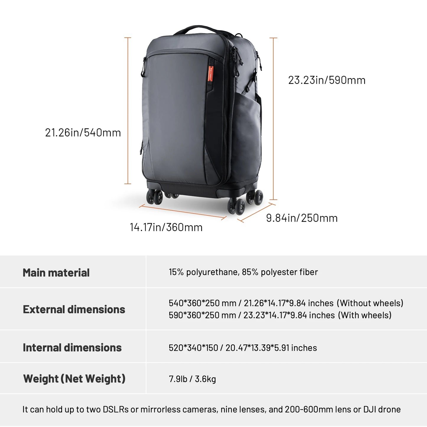 Professional DSLR Camera Backpack and Travel Trolley Case