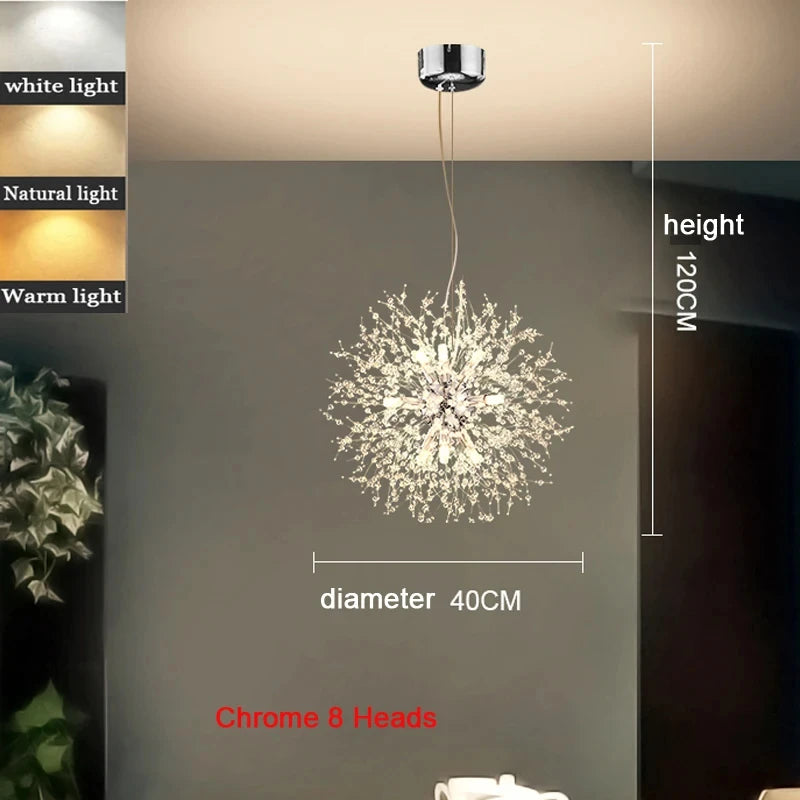 Chrome 40cm Modern LED Pendant Light for Dining Room