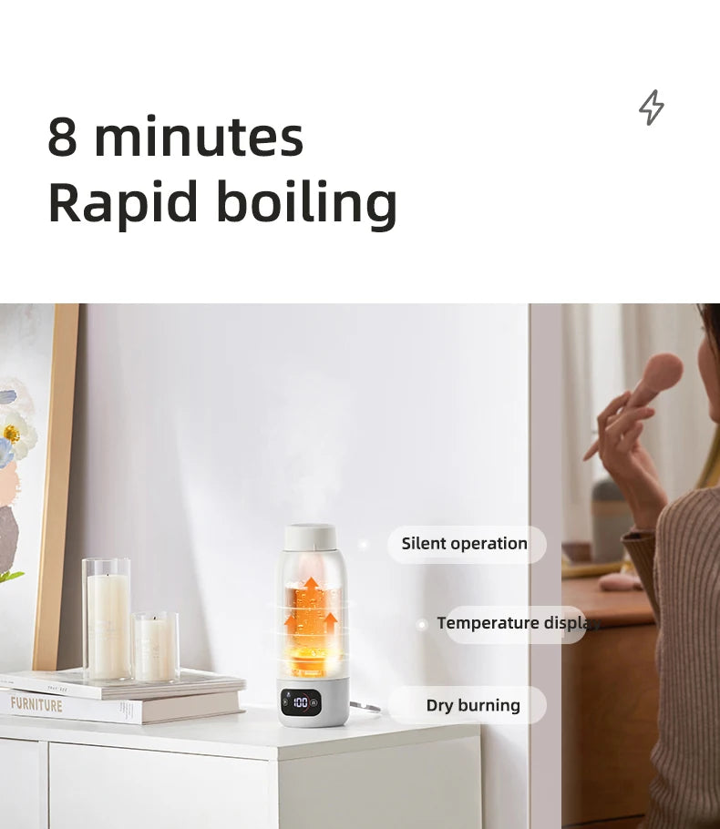 Portable Smart Electric Kettle 600ml with Adjustable Temperature