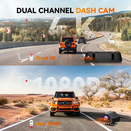 Dash Camera 4K Front Rear GPS Wi-Fi 64GB