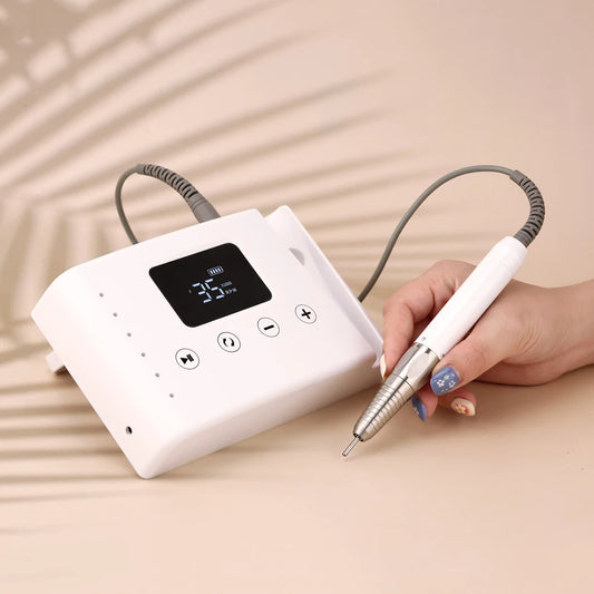 Brushless 35000RPM Nail Polisher with Bit Set White