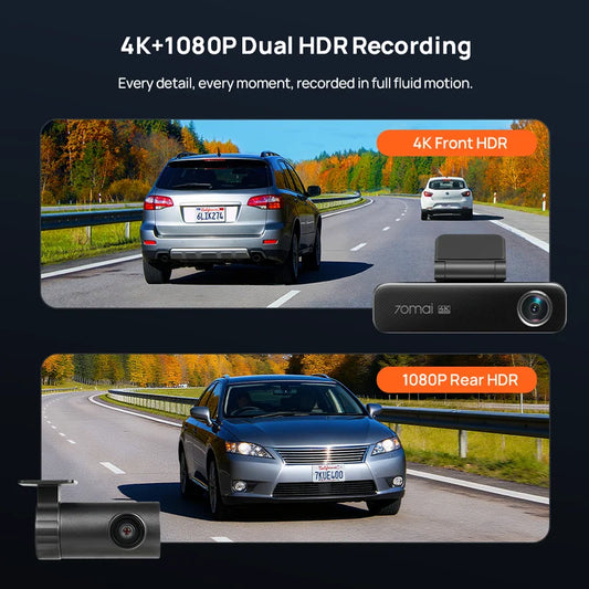 Portable 4K Dash Cam with 128GB and Remote Control