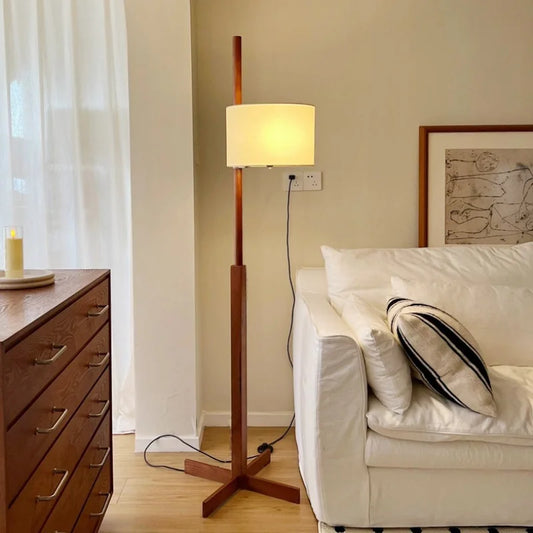 H165cm Walnut LED Floor Lamp with Neutral White Light