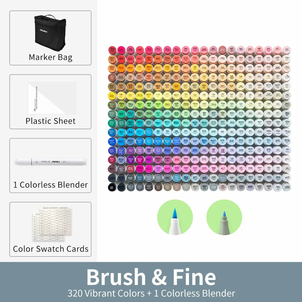 320 Alcohol-Based Fine Tip Sketching & Drawing Markers
