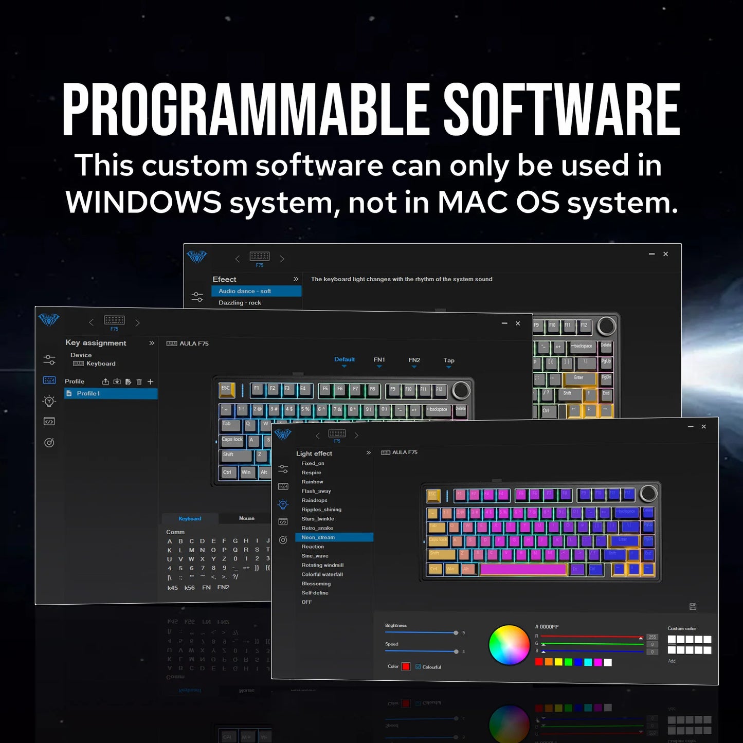 Side Printed Keys Wireless Mechanical Keyboard RGB Hot Swap