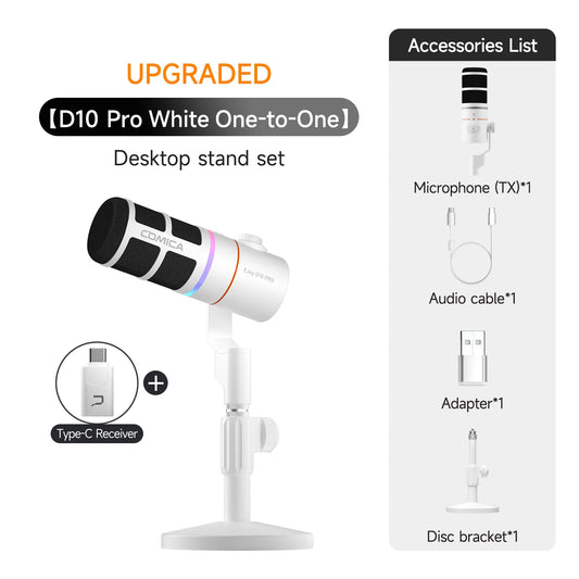 Portable D10D PRO White USB/XLR Gaming Microphone