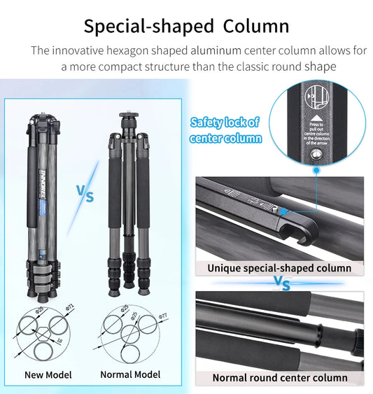 Compact Carbon Fiber Camera Tripod Heavy Duty 12kg