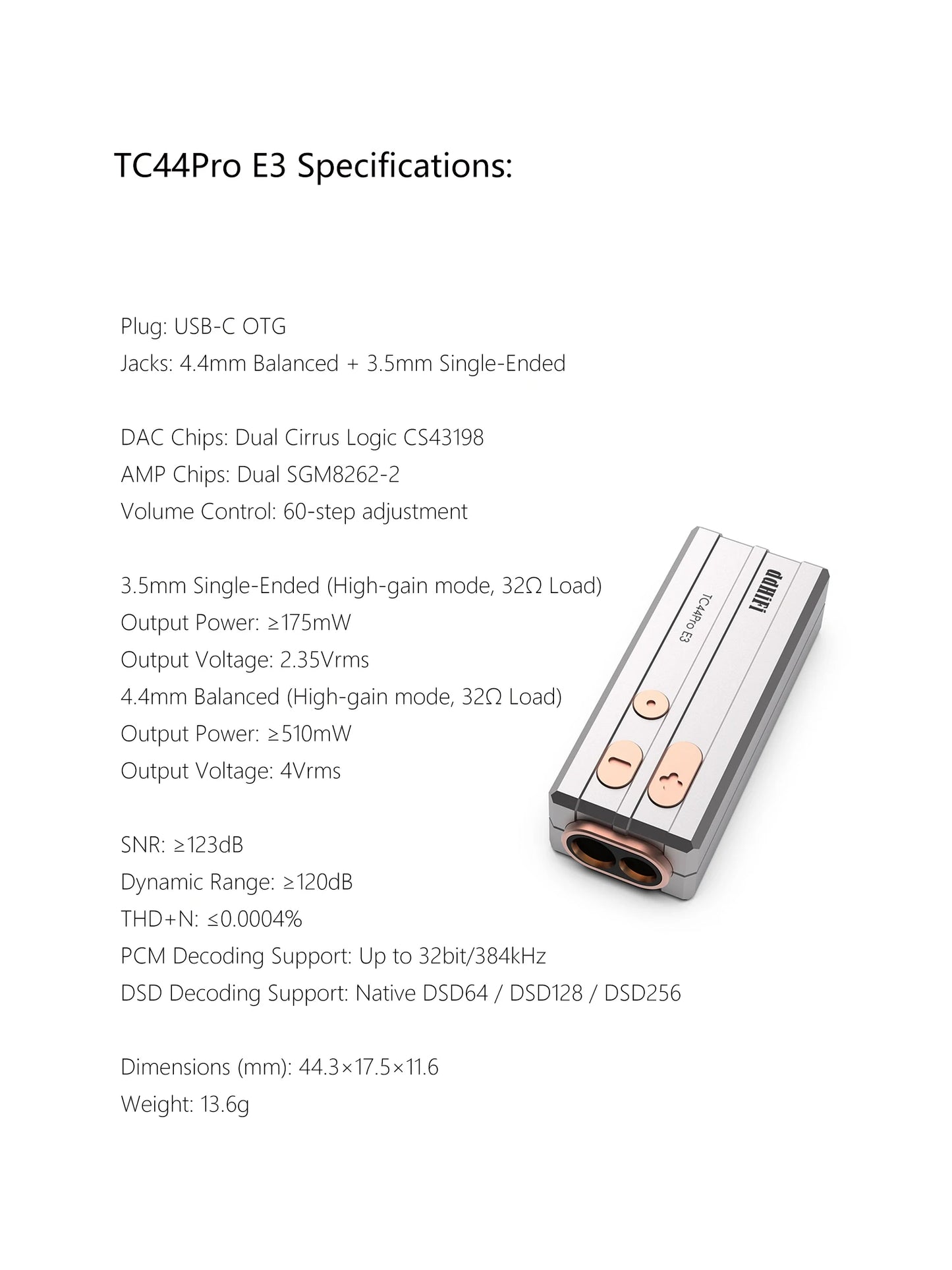 Portable Hi-Res DAC AMP with Independent Volume Control