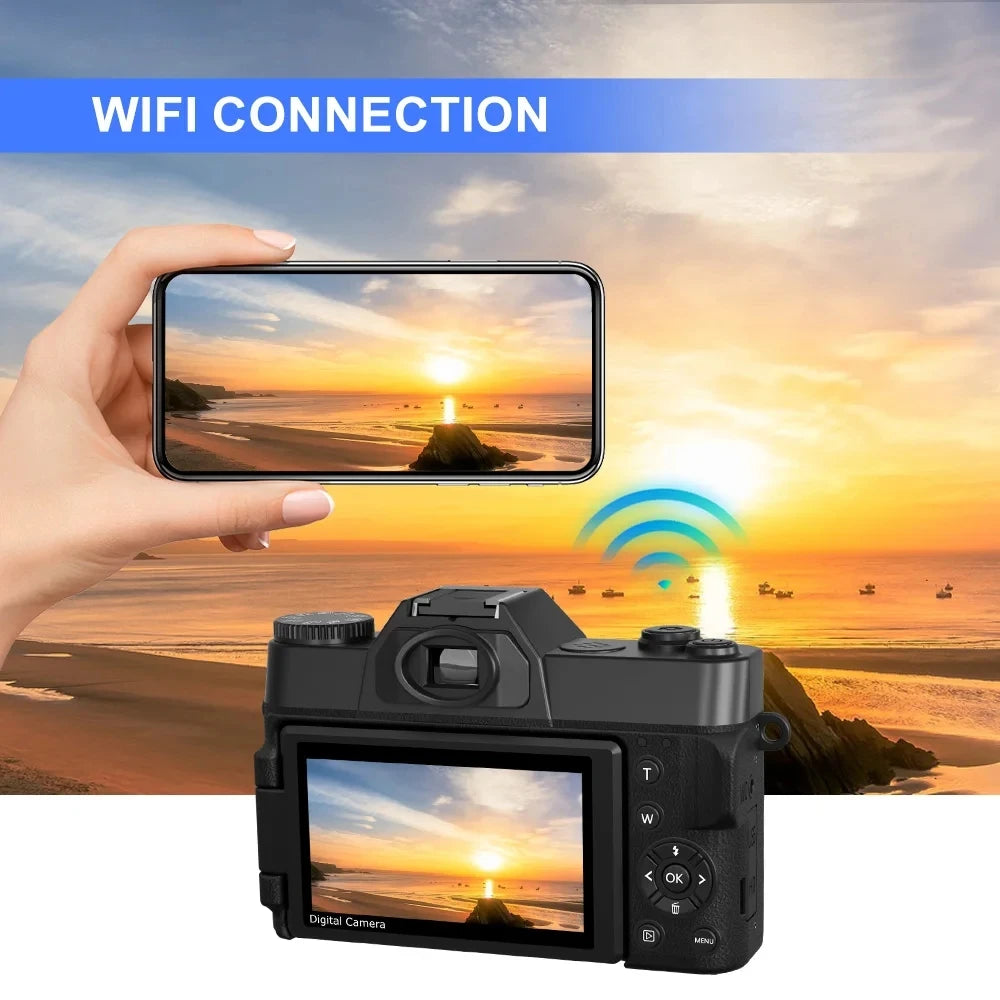 Portable 4K Vlogging Camera with 48MP Sensor & Digital Zoom