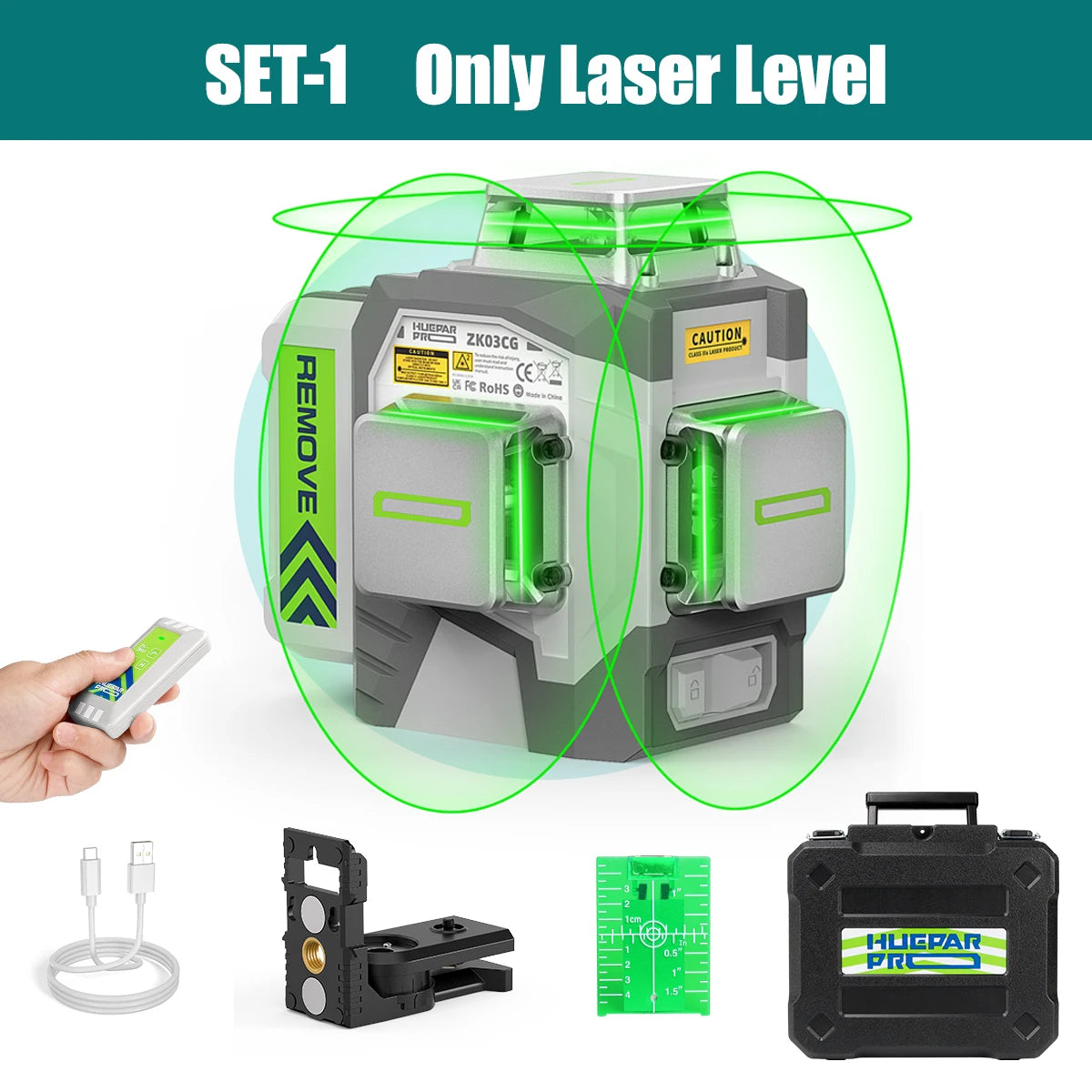 12-Line 3D Laser Level Self-Leveling Green Beam
