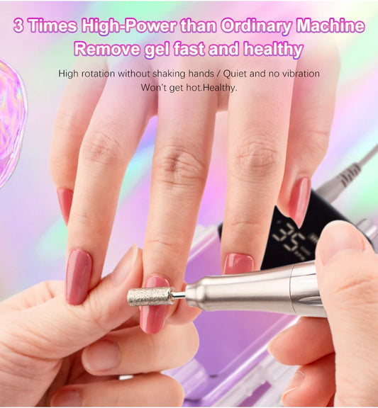 Rechargeable Rose Gold Nail Drill Wireless 35K RPM