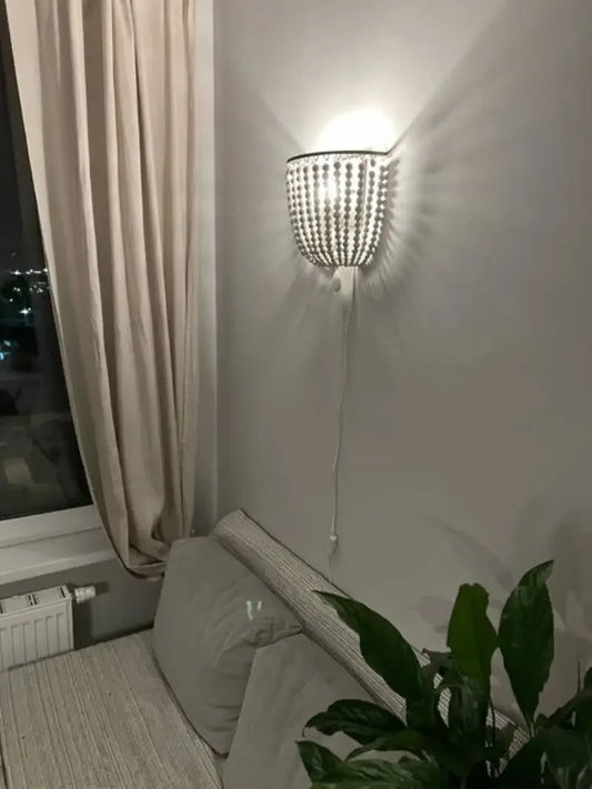 Industrial White Bead Wall Lamp E14 Retro Style
