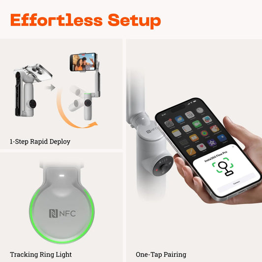 Insta360 Flow Pro Portable 3 Axis Gimbal with AI Tracking and Selfie Stick