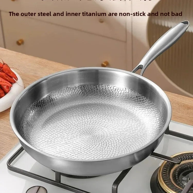28cm Stainless Steel Flat Bottom Pan Non-Stick for Induction