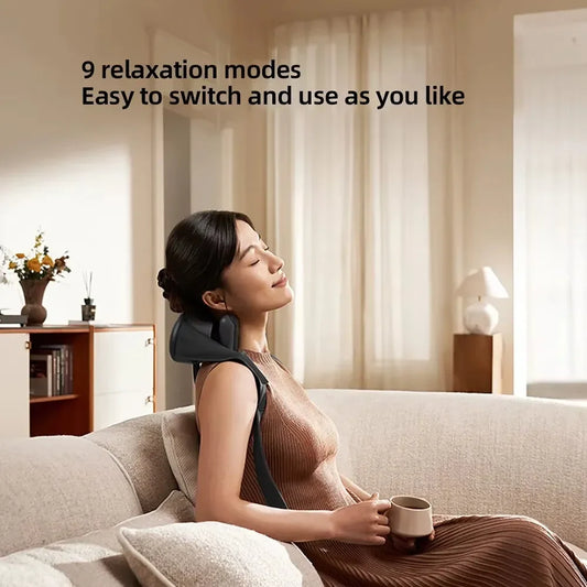 Rechargeable Neck Massager with Custom Modes and Hot Compress