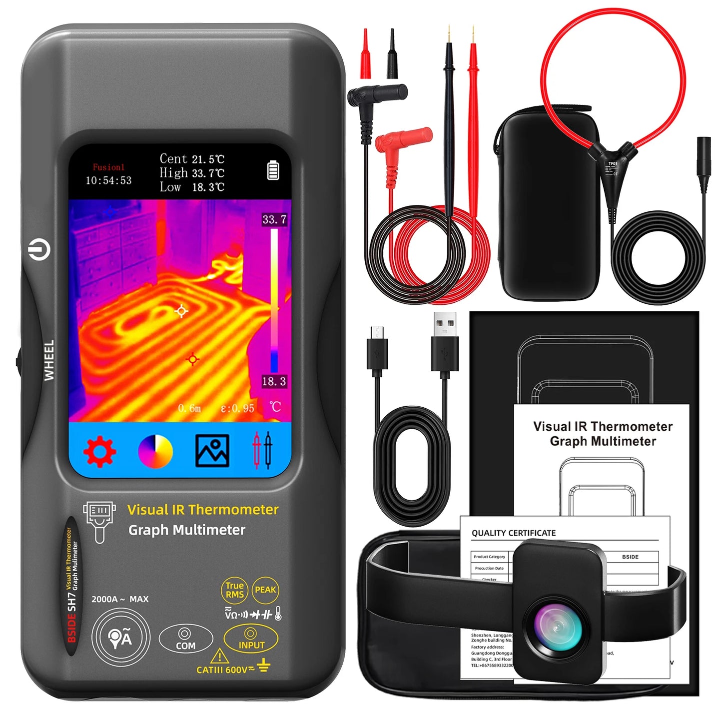 Touchscreen Thermal Imaging Multimeter with IR Camera