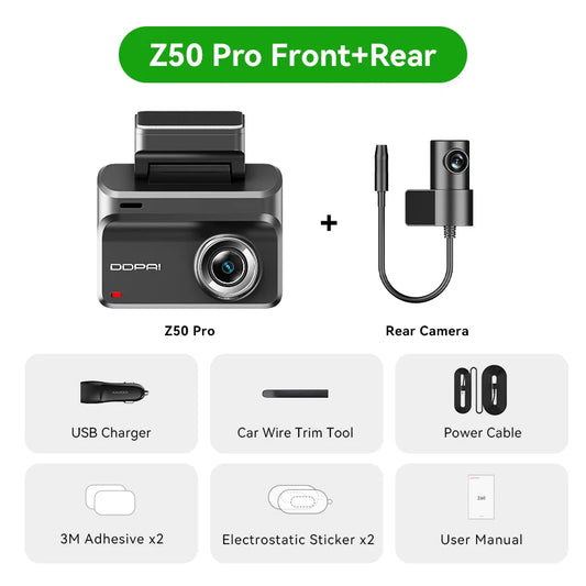 Front and Rear 4K Dash Cam Night Vision 64GB