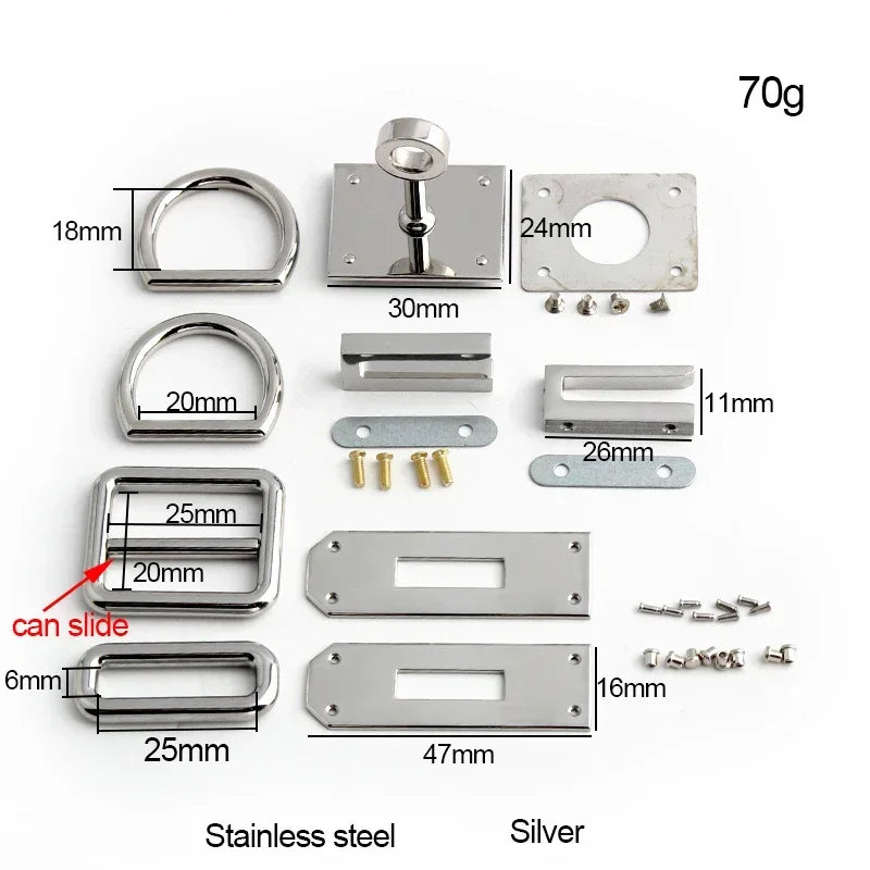 Rectangle Silver Bag Hanger Clasps 5 Set Pack