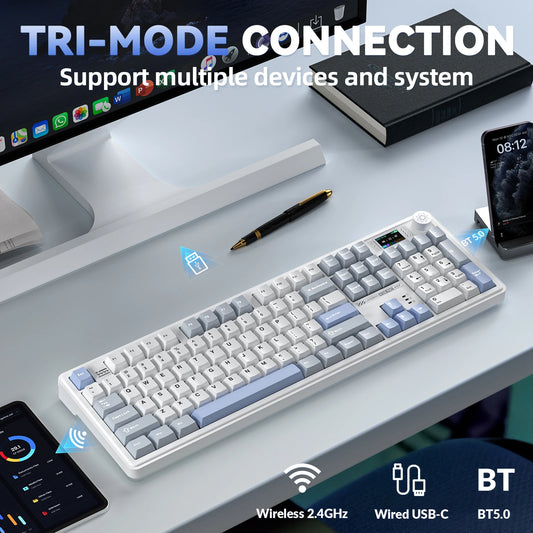 Red Rabbit Switch Mechanical Wireless Keyboard 104 Keys