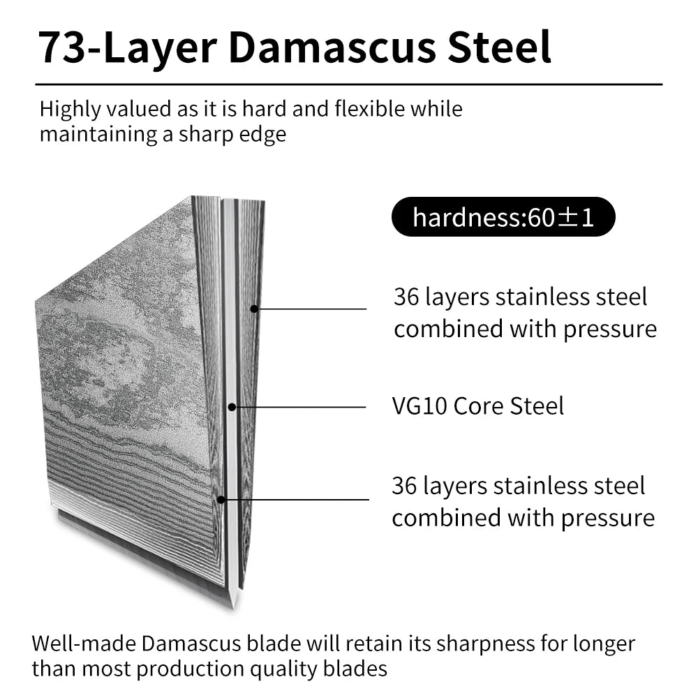3-Piece Damascus Steel Kitchen Knife Set for Cooking