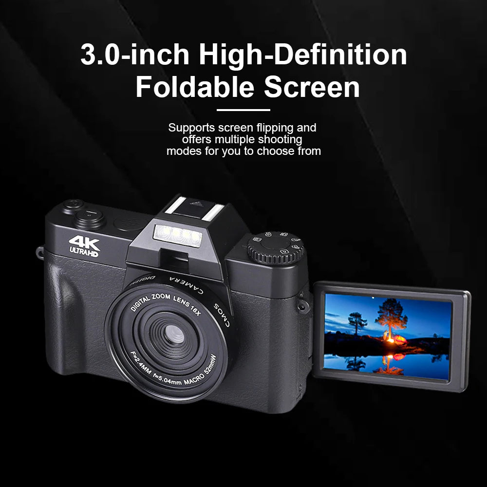 Portable 4K Vlogging Camera with 48MP Sensor & Digital Zoom