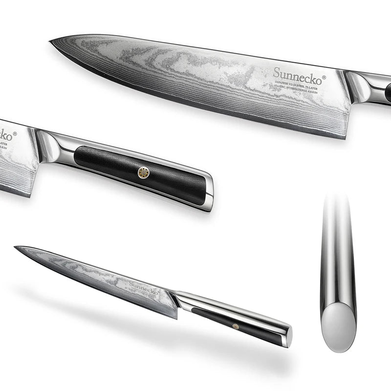 3-Piece Damascus Steel Kitchen Knife Set for Cooking
