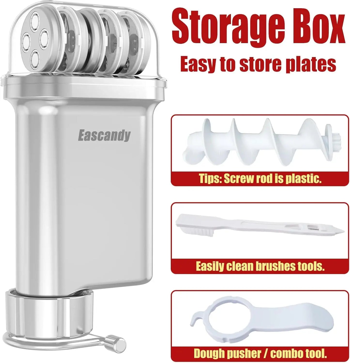 Metal Pasta Press Attachment for Stand Mixer with 5 Dies