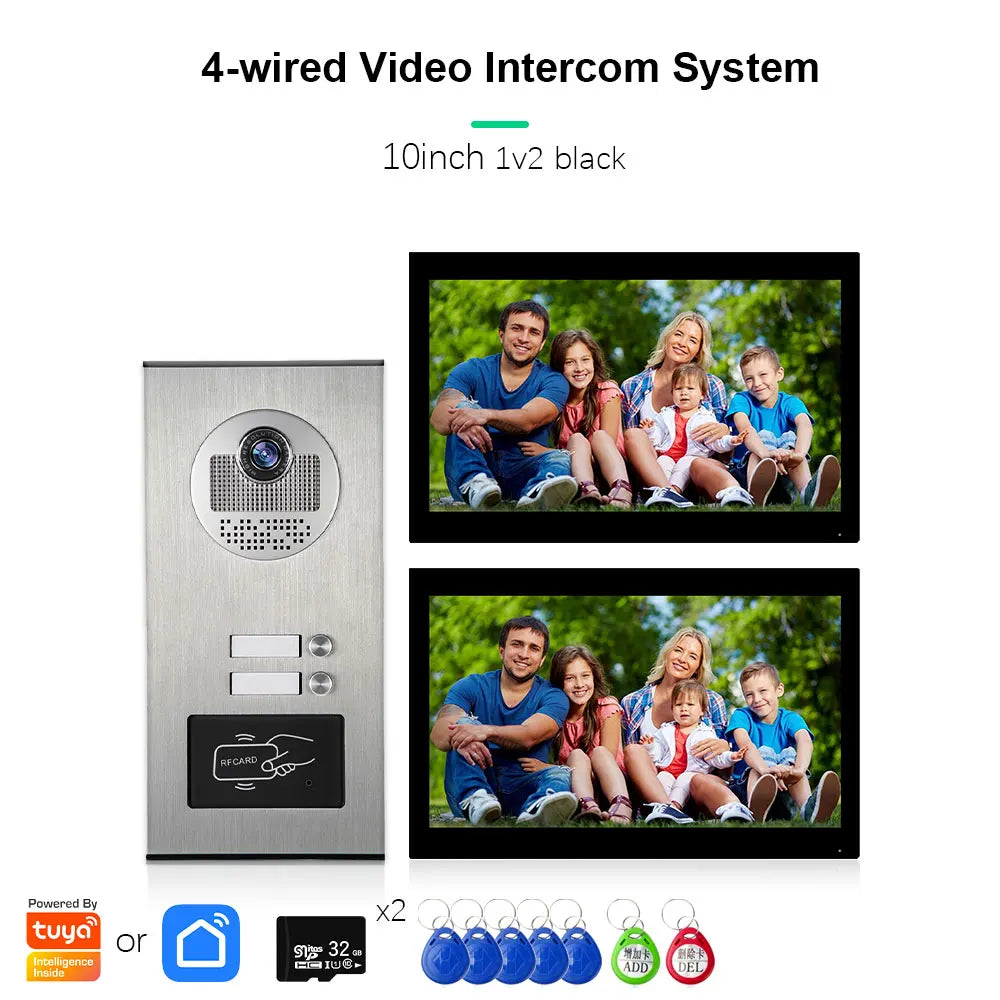 10″ Black Smart Doorbell Intercom with Card & Video