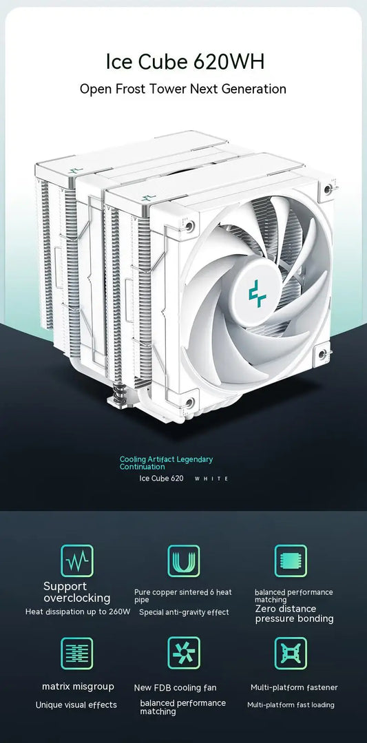 Zero Dark Dual Tower CPU Cooler with 6 Heat Pipes