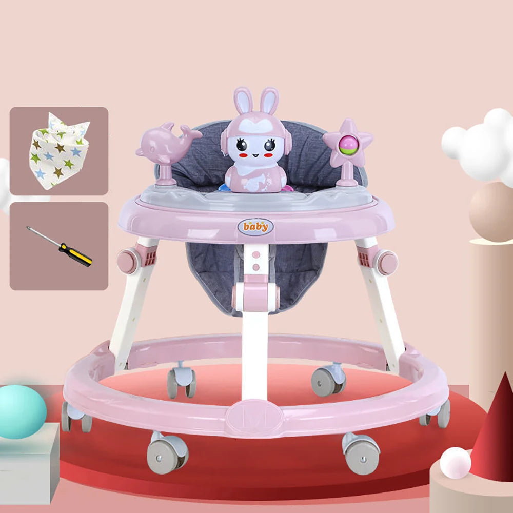 6 Speed Height Adjustable Baby Walker Pink