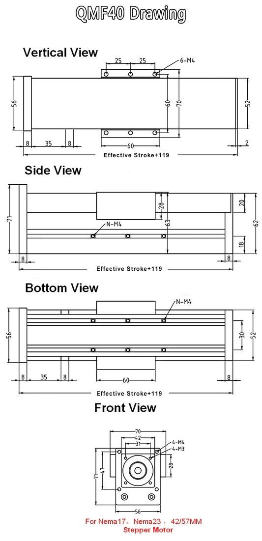 Heavy-Duty Linear Rail Guide Stage 200mm