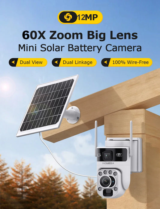 White Solar Powered 60X Zoom Security Camera with WiFi