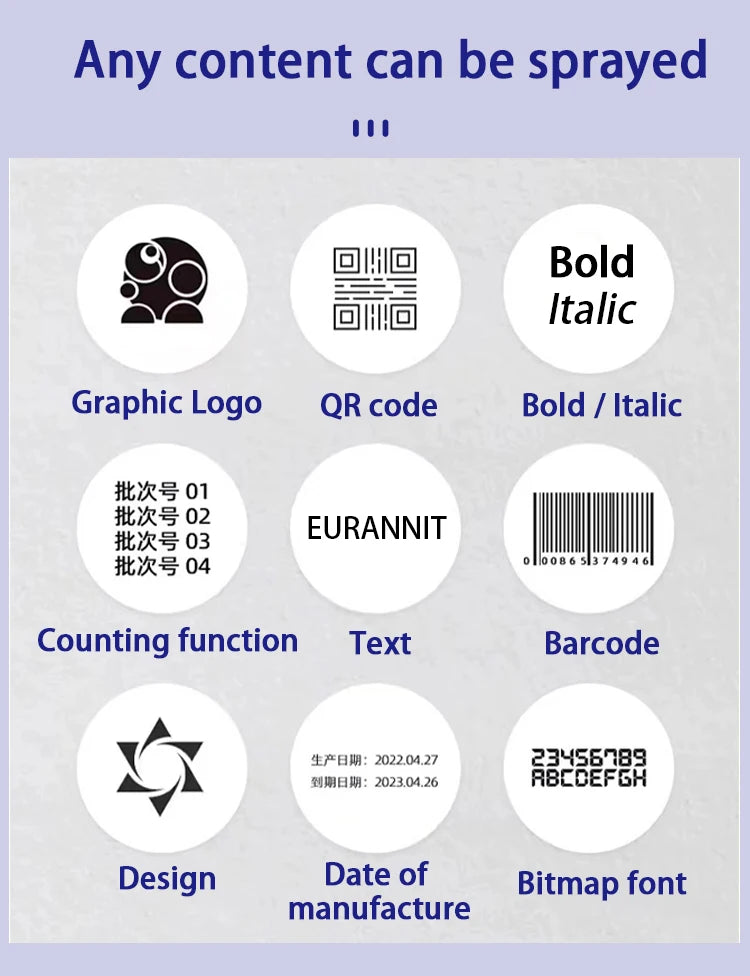 Mini Inkjet Printer with Two Inks for QR and Barcode