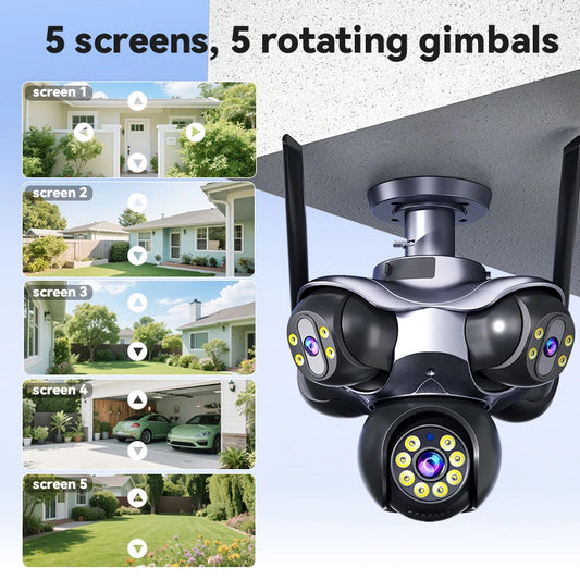 Outdoor Security Camera Five Lens Pan Tilt Zoom