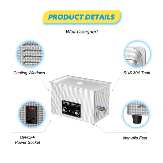 Powerful Ultrasonic Cleaning Machine 10L 300W Heated