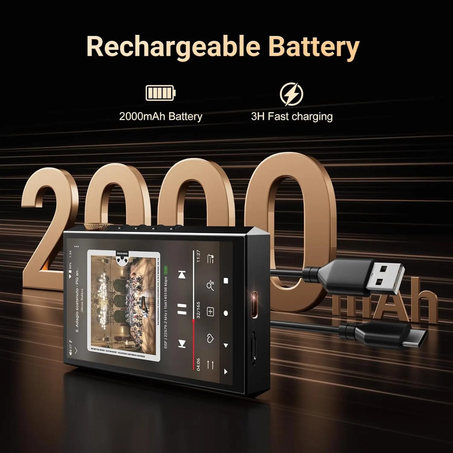 Portable HiFi Music Player Dual ESS DAC 4.4mm Balanced