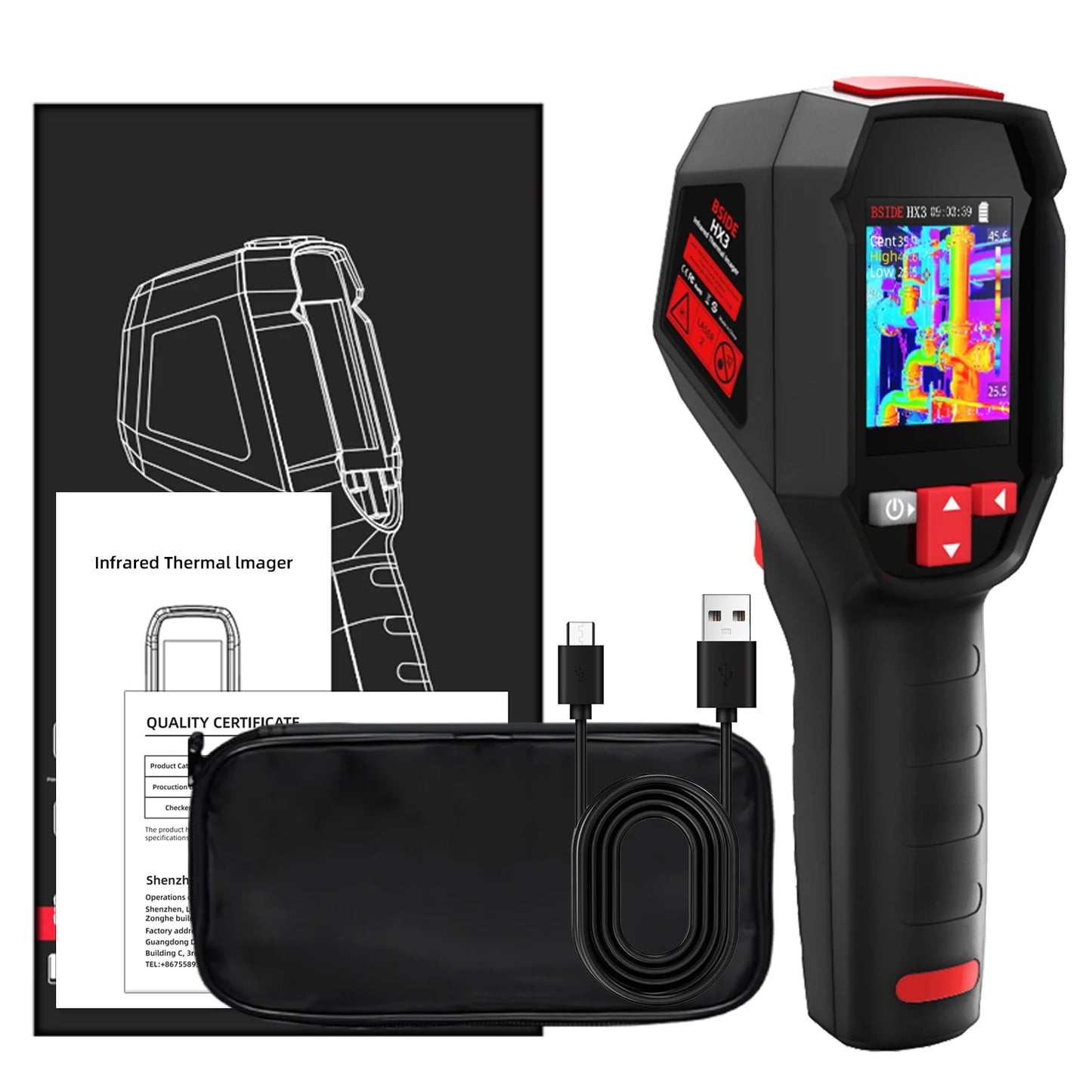 Drop-Resistant Thermal Camera -20~550°C with PC Software