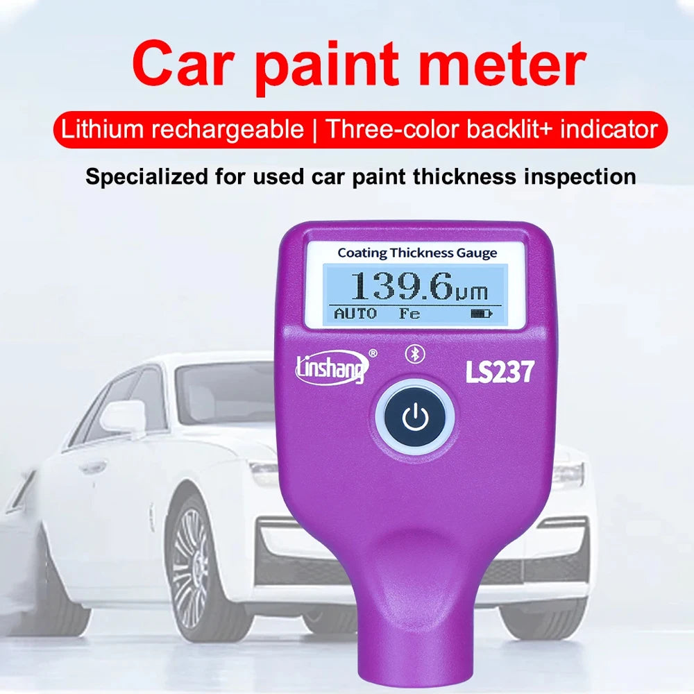 Portable Car Paint Thickness Gauge Rechargeable LCD Screen