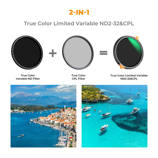 58mm 2 in 1 Variable ND & CPL Lens Filter