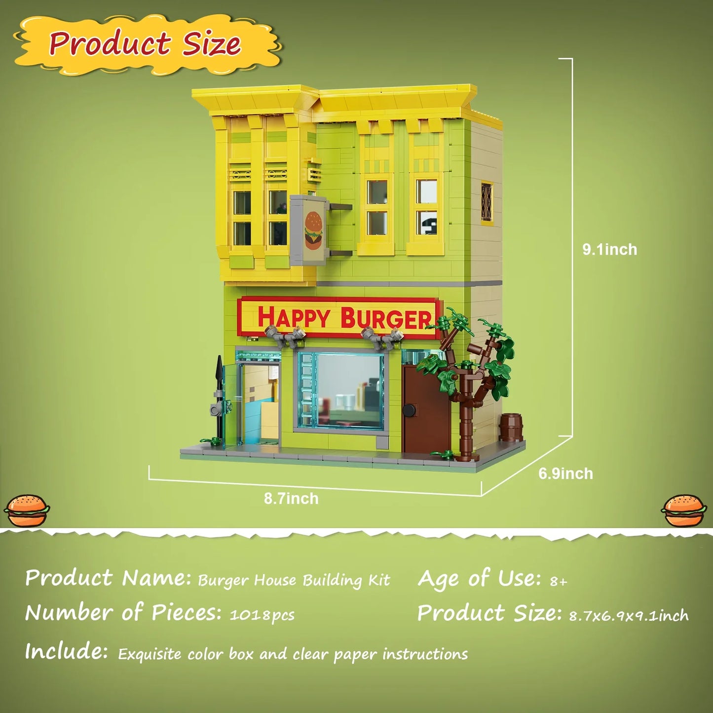 1018-Piece Street View Burgers Store Block Set
