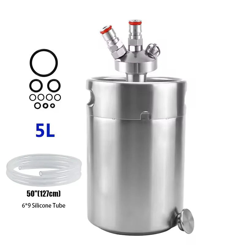 5L Portable Stainless Steel Homebrew Beer Keg