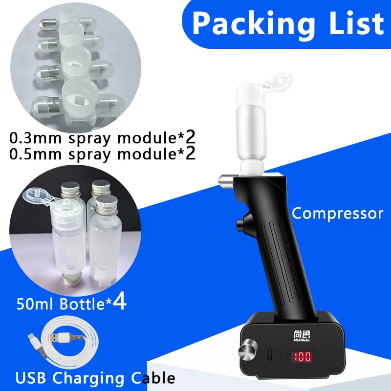 Portable Airbrush Kit with 0.3mm and 0.5mm Nozzles