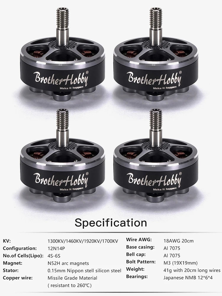 4PCS 2806.5 Brushless Motors 1300KV 4-6S FPV Racing